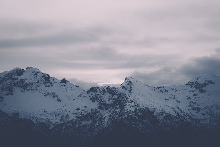 чорний, білий, гори, краєвид, Фотографія, Гора, сніг