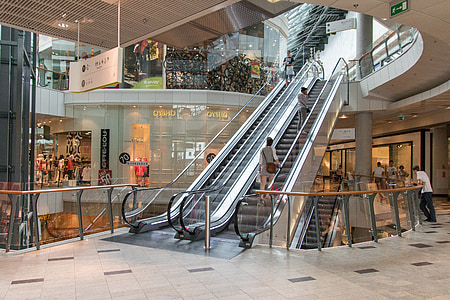 stairs, shopping mall, shop, shopping, kielce, crown, poland