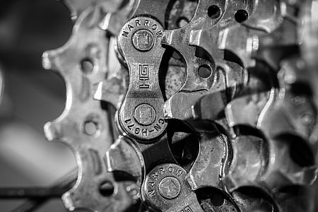 gear, bicycle, chain, the power transmission, metal, machine part, no people