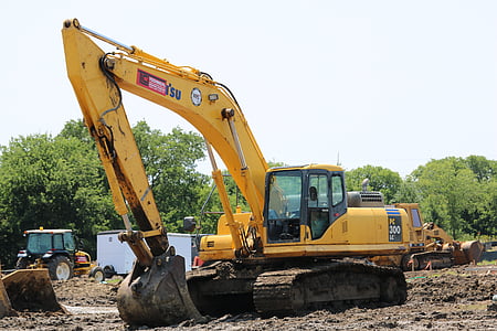 construction, excavator, tractor, dirt, equipment, machinery, vehicle
