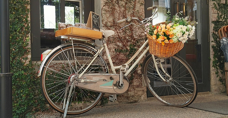 kerékpár, virágok, a Hotel, Thaiföld