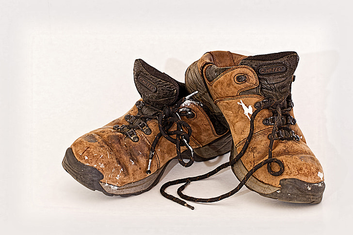 Старая обувь, чернорабочий, Обувь, используется, носить, труда, workboot