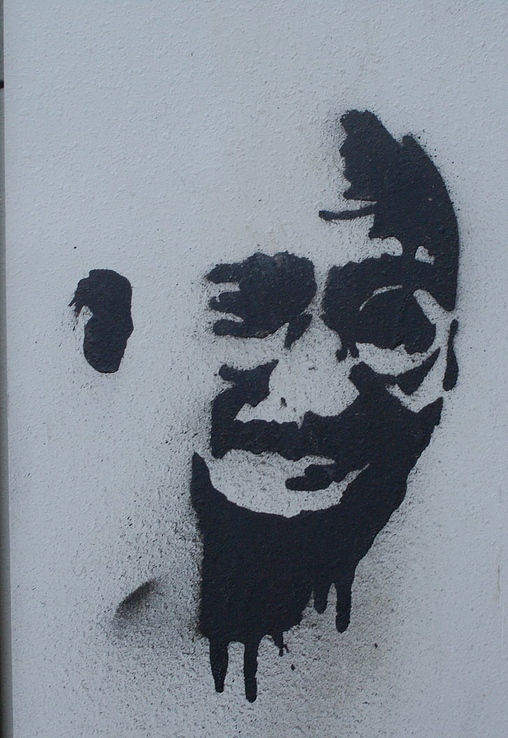 graffiti, Gandhi, spray, teljesítmény doboz, arc