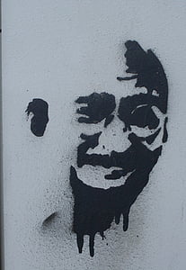 graffiti, Gandhi, Spray, Power box, tvár
