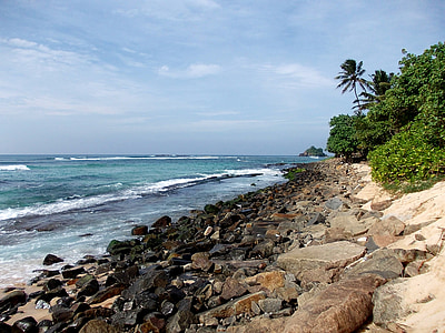 Sri lanka, oceano, mare, spiaggia, vista sul mare, cielo, acqua