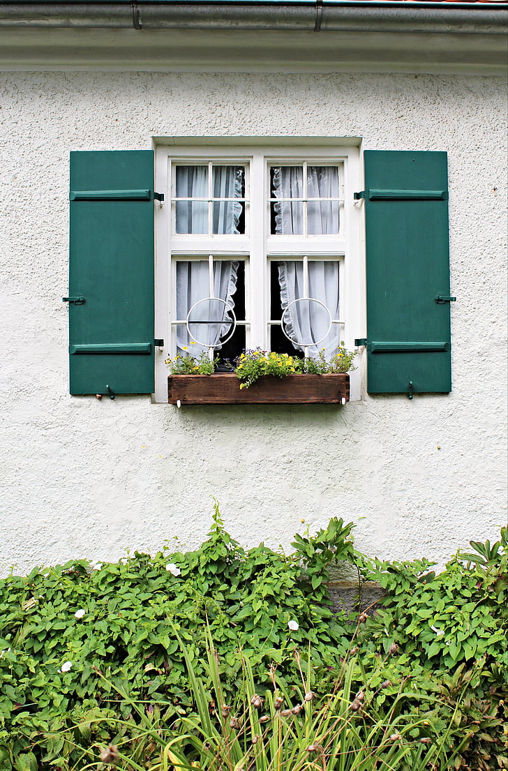 window, farmhouse, building, cottage garden, romantic