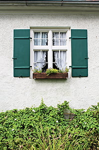 okno, zemědělská usedlost, budova, Venkovská zahrada, Romantický