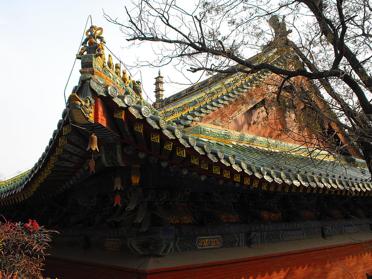 Shaolin, xinès, Temple, antiga, història, sostre, Monestir