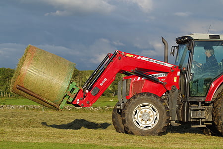 baling, hay, tractor, bale, baler, grass, agriculture