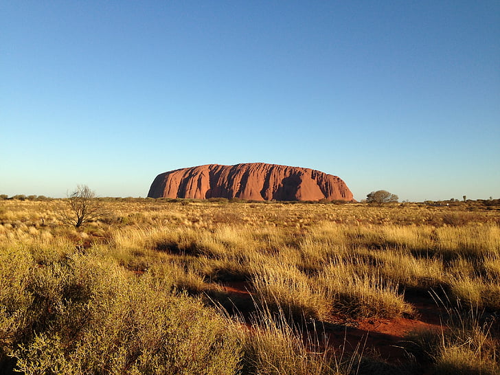 Australien, Rock, landskap, naturen, öken, solnedgång, Uluru eller ayers rock