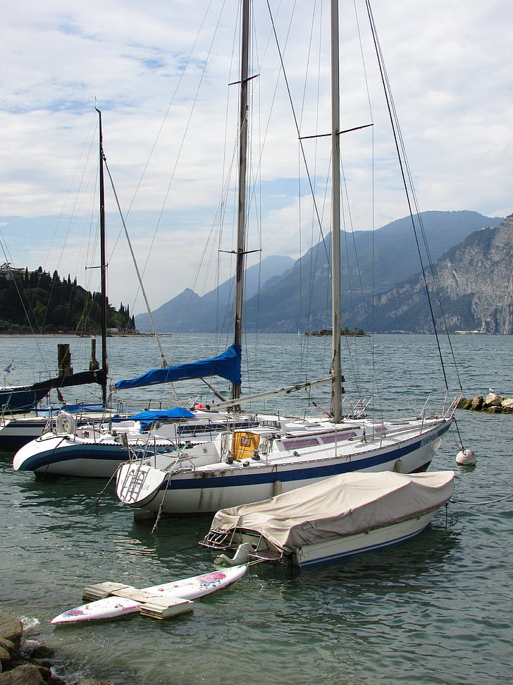 порт, обувка, езеро, лодки в пристанището, синьо, Боденското езеро, анкерно закрепване