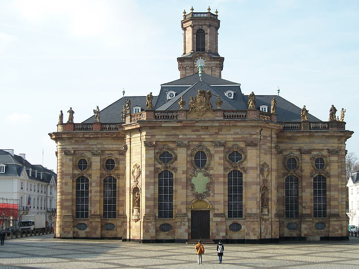 Ludwigskirche, Saarbrucken, Igreja, arquitetura, Europeu, Alemanha, Catedral