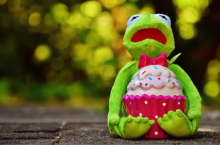 Kermit, rana, Cupcake, divertente, animale, torta, animale di peluche