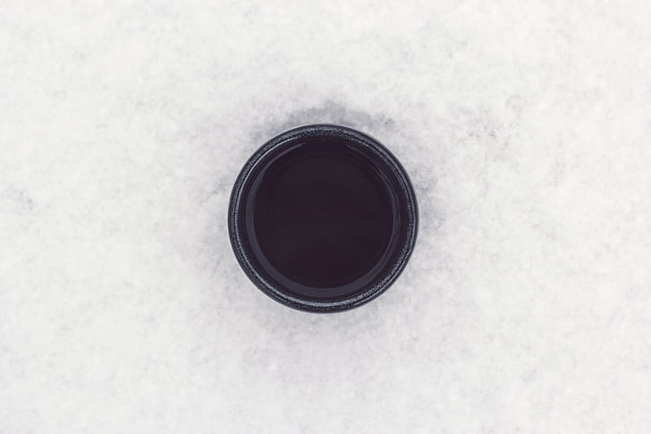 ronda, negro, plástico, envase, nieve, círculo, fondos