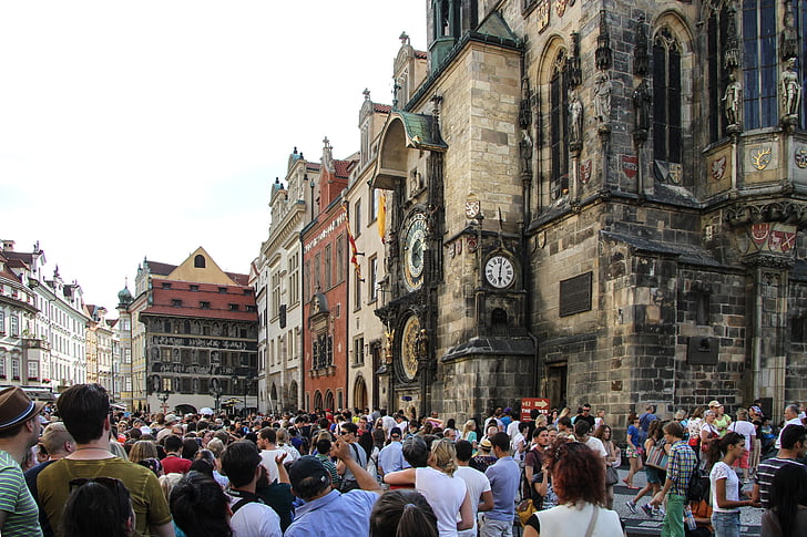 pūlis, personu grupu, cilvēku, personas, Vecrīgā, Prague, Town hall