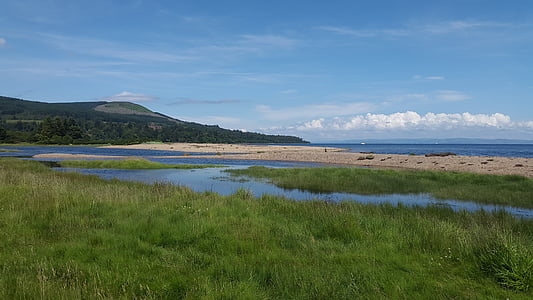 isle of arran, scotland, beach, sky, path, vacation, sea
