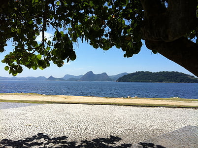 Flamengo, Rio de janeiro, po południu, Latem, wakacje, Plaża, góry