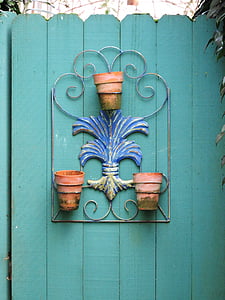 Garten, Tor, Ornamentik, Metall, Terra cotta, Aqua, Blau