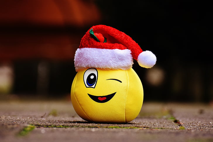 Karácsony, smiley, vicces, nevetni, Wink, Santa kalap