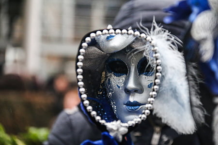 karneval, Brugges, Festival, forklædning, kostume, maske, venetianske kostumer