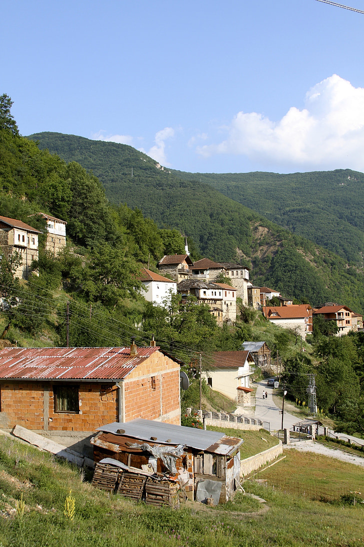 Makedoonia, küla, linn, maastik, hoonete, arhitektuur, mäed