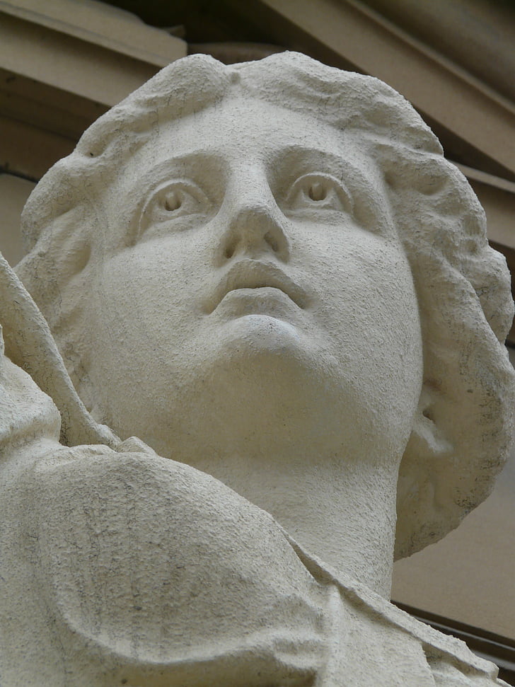 kvinde, statue, figur, gips, hvid, dyr, ansigt
