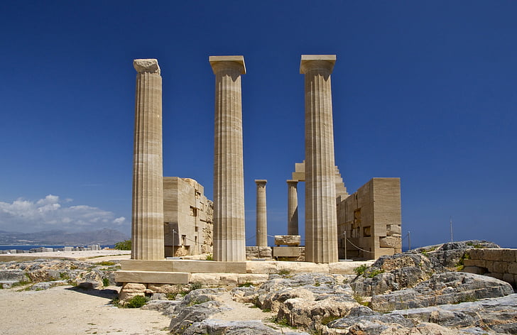 templet, Athena, Lindia, ön, Rhodos stad, Grekland, Akropolis