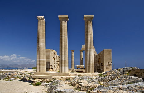 temple, athena, lindia, island, rhodes, greece, acropolis