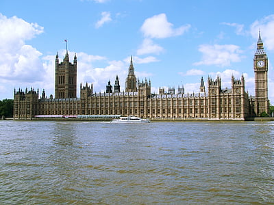 Westminster, grande ben, Parlamento, Londra, Torre dell'orologio, 5 vor 12, fiume Tamigi