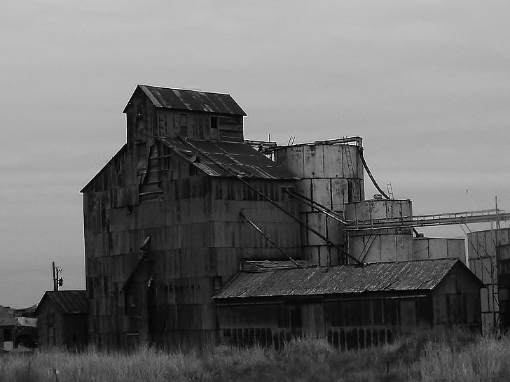 antigua fábrica de, arquitectura, industria, fábrica, blanco y negro, Vintage, abandonado