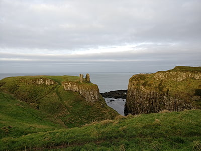 slott, ruin, Irland, havet, kusten