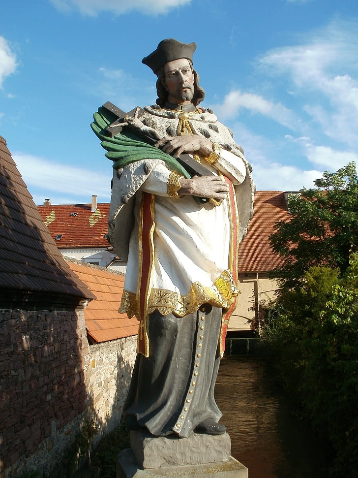 Statue, Märtyrer, St. nepomuk, Skulptur, Europa, Kraichbaches, Person
