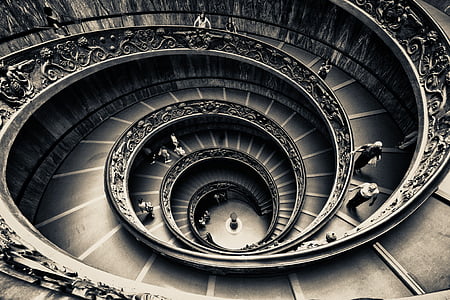 rotere, trapper, spiral, arkitektur, trappe, vindeltrappe, cirkel