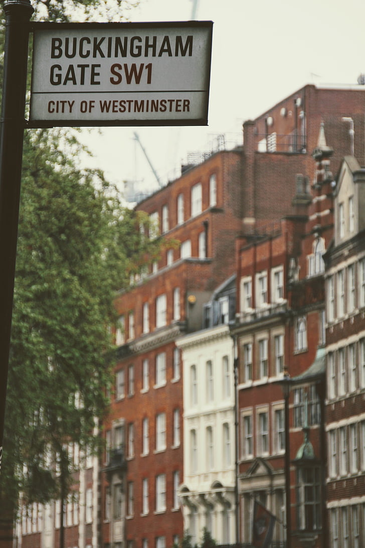 portail de Buckingham, Londres, panneau de signalisation, bowever, New york city, Manhattan - New York City, signe