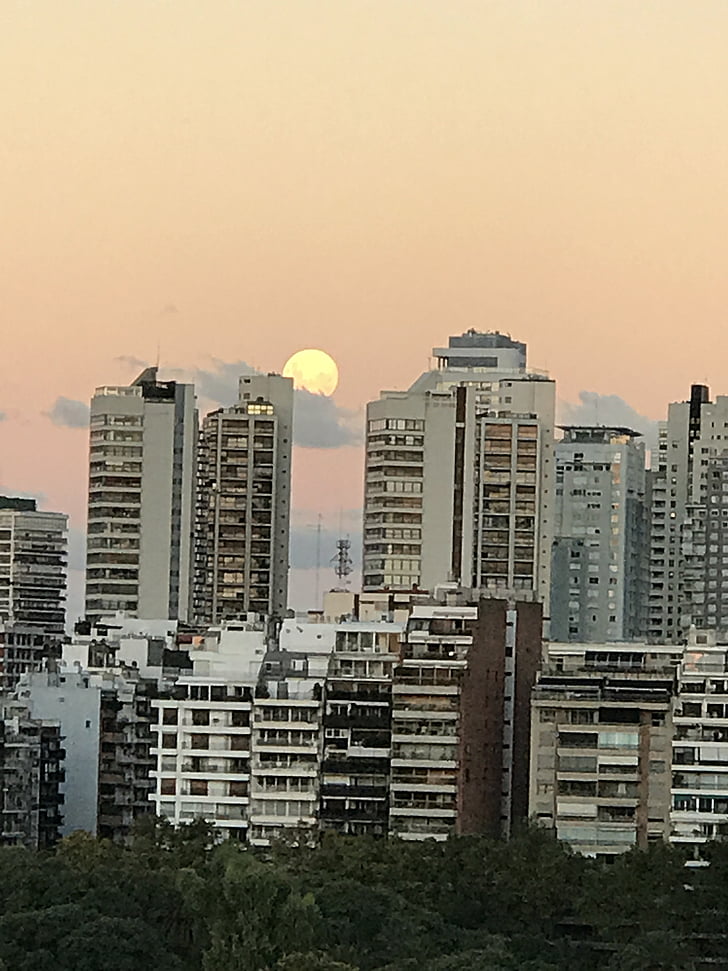 mjesec, nebo, grad