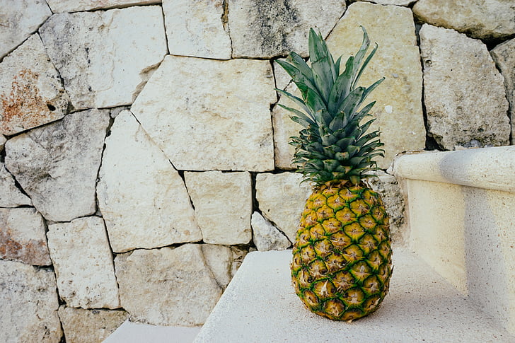 fruit, golden, pineapple, stairs, stone, summer, summer vibes