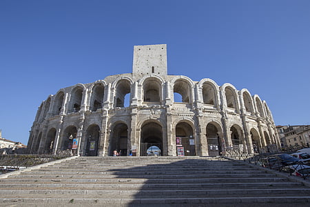 roman amphitheater, arena, architecture, arles, provence, france