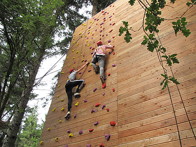 pendakian, dinding panjat tebing, High ropes course, pendakian memegang
