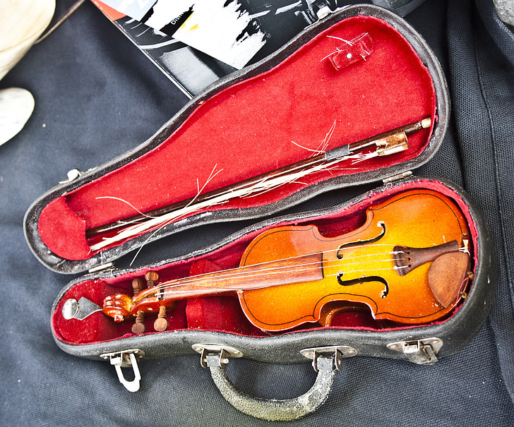 violí, vell, instrument, corda, musical, música, fusta - material
