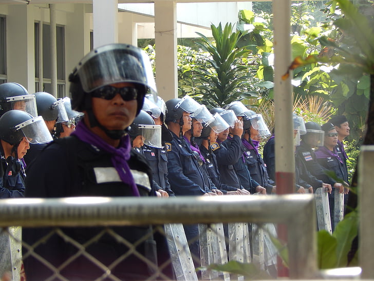 Bangkok, betjente, politiet, loven, officer, politimand, ensartet