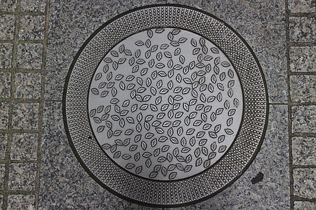 manhole, design, street, sewers, metal, circle, pattern