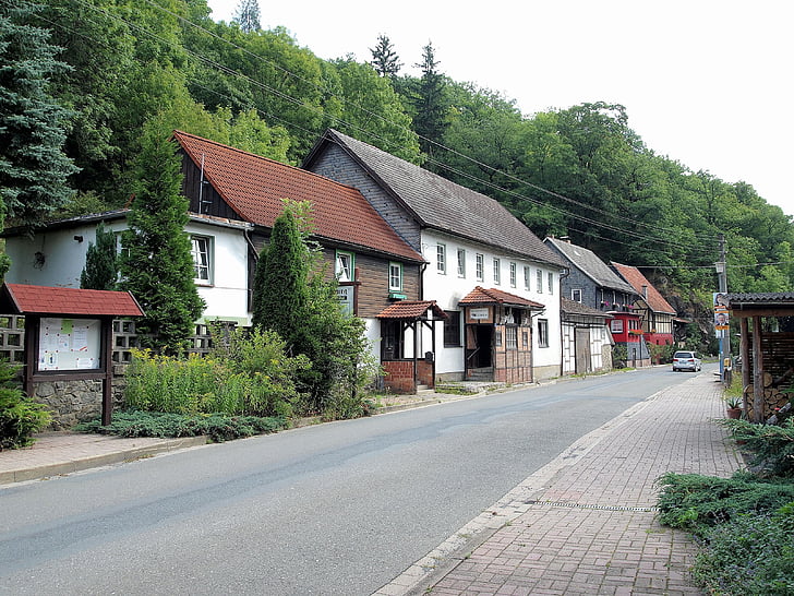 Altenbrak, ludwigshuette, rue, maisons, village, bâtiments, route