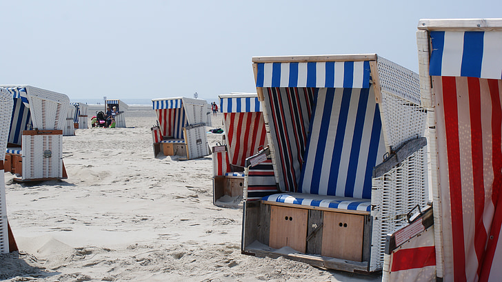 Ziemeļjūras, pludmale, pludmales krēsls, krasts, brīvdiena, vasaras, vējš aizsardzība