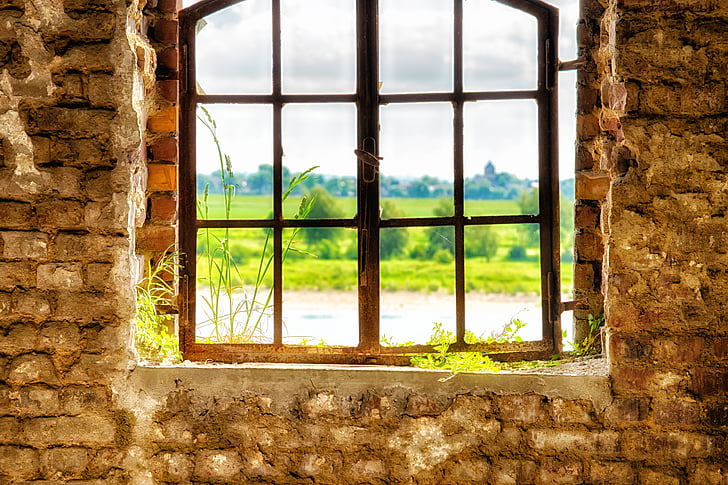 lost places, window, wall, view, pforphoto, forget, ruin