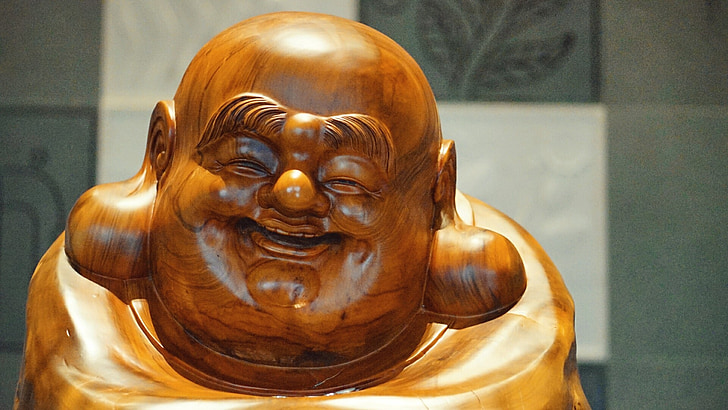 statue di Buddha, Maitreya, Cina, scultura in legno, fede