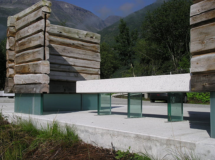 външна мебел, обществени тоалетни, Норвегия, планински, архитектура, на открито