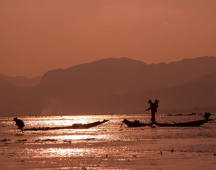 burma, inle lake, fishermen