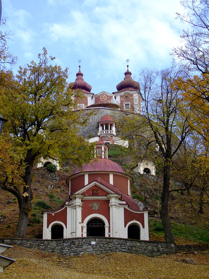 calvary, church, slovakia, nature, sky, trees, city