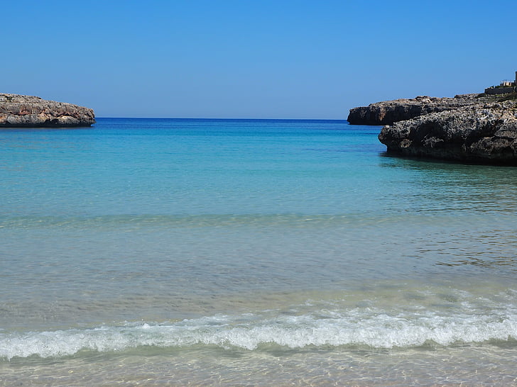 Porto colom, Mallorca, fa poc, aigua de mar, blau, Mar, platja