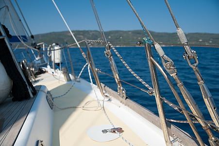 nyári, vitorlás, vitorlás hajó, Görögország, vitorlás csarnak, tenger, kék